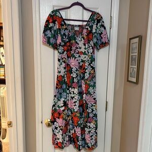 Old Navy Red Pink Puff Sleeve Sundress